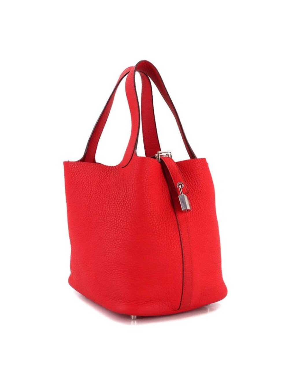 Hermes Picotin Lock Hand Bag Taurillon Clemence Rouge Tomato Silver - Picture 3 of 9